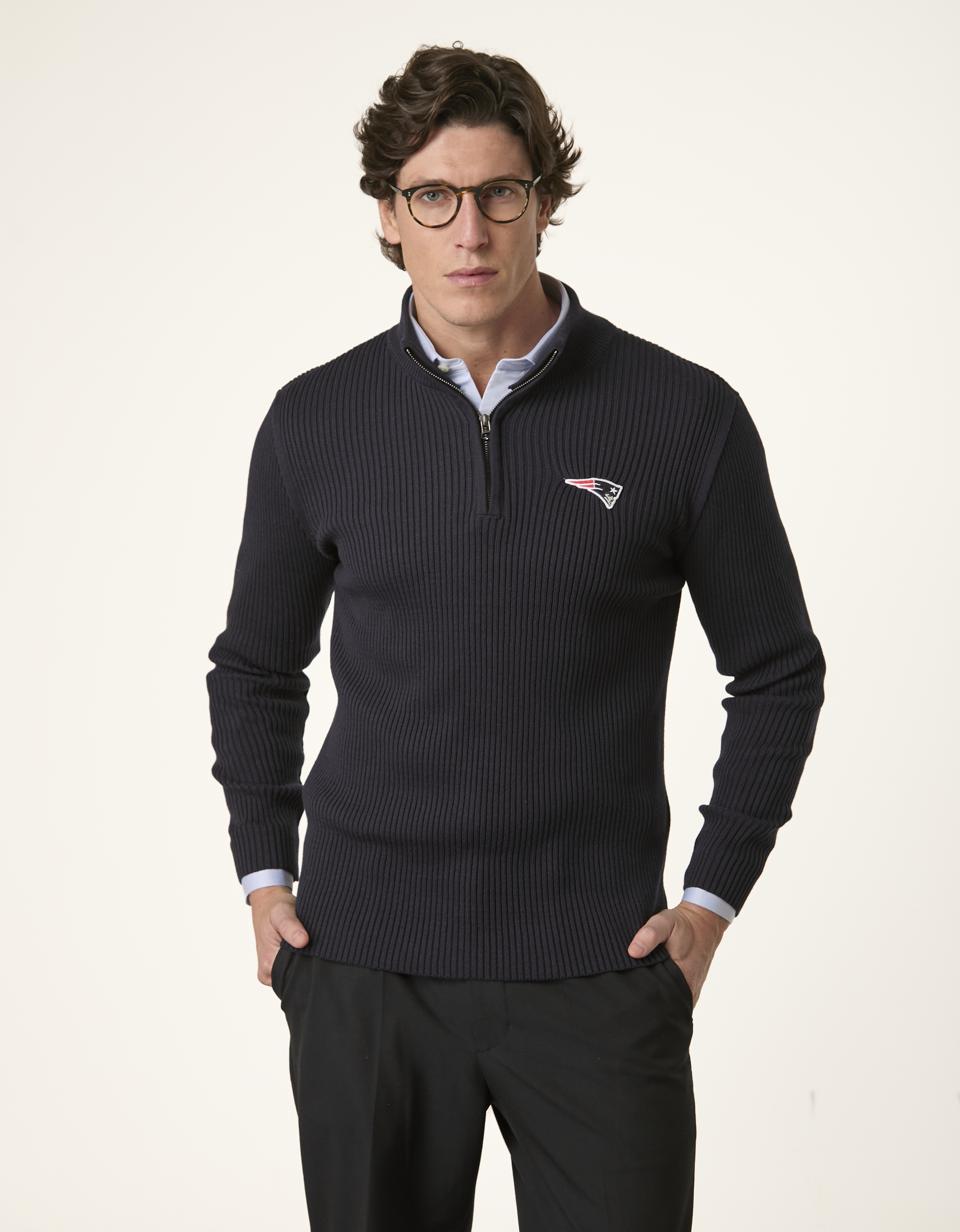 Patriots x NFL — Sueter Tricot Meio Zíper