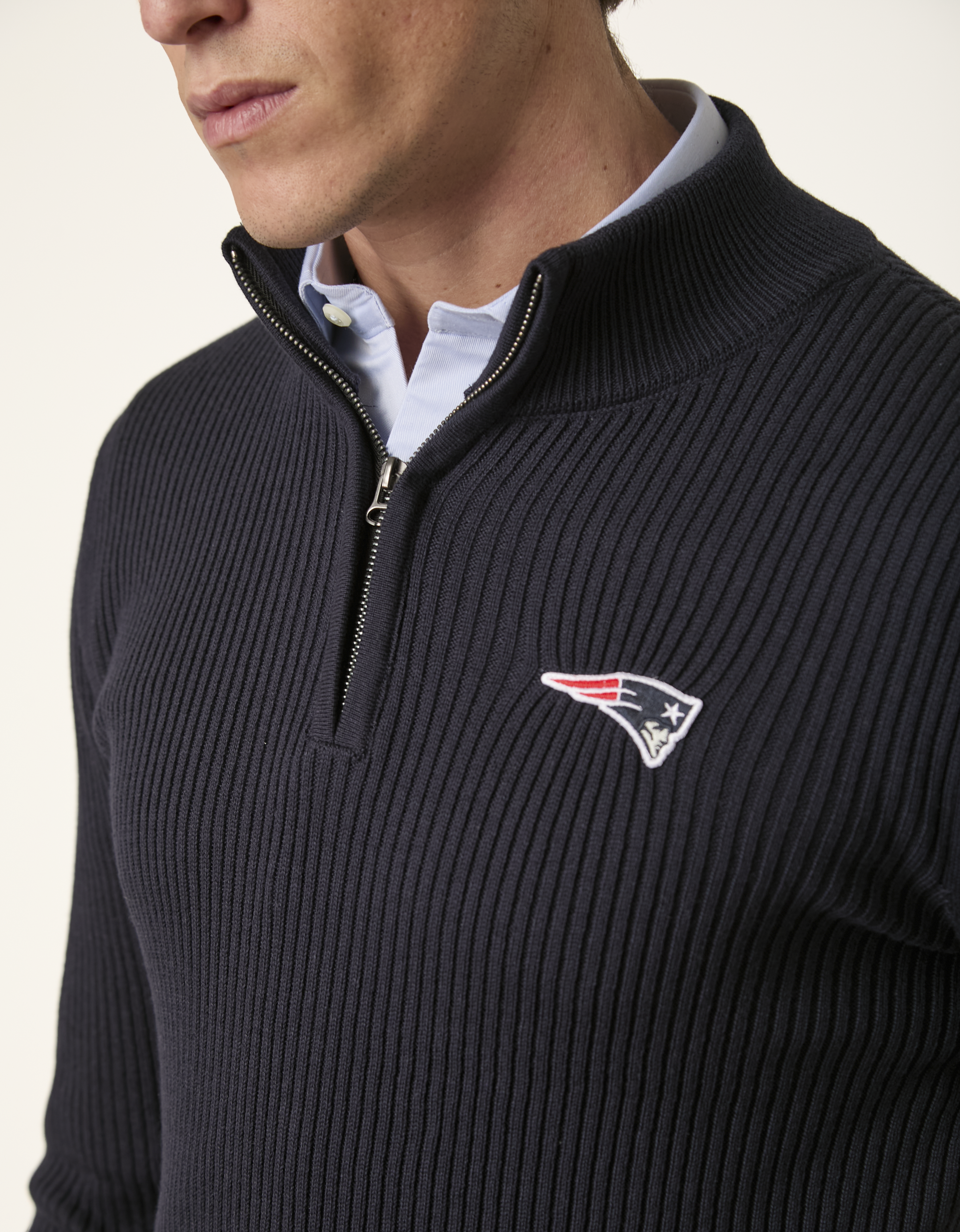 Patriots x NFL — Sueter Tricot Meio Zíper