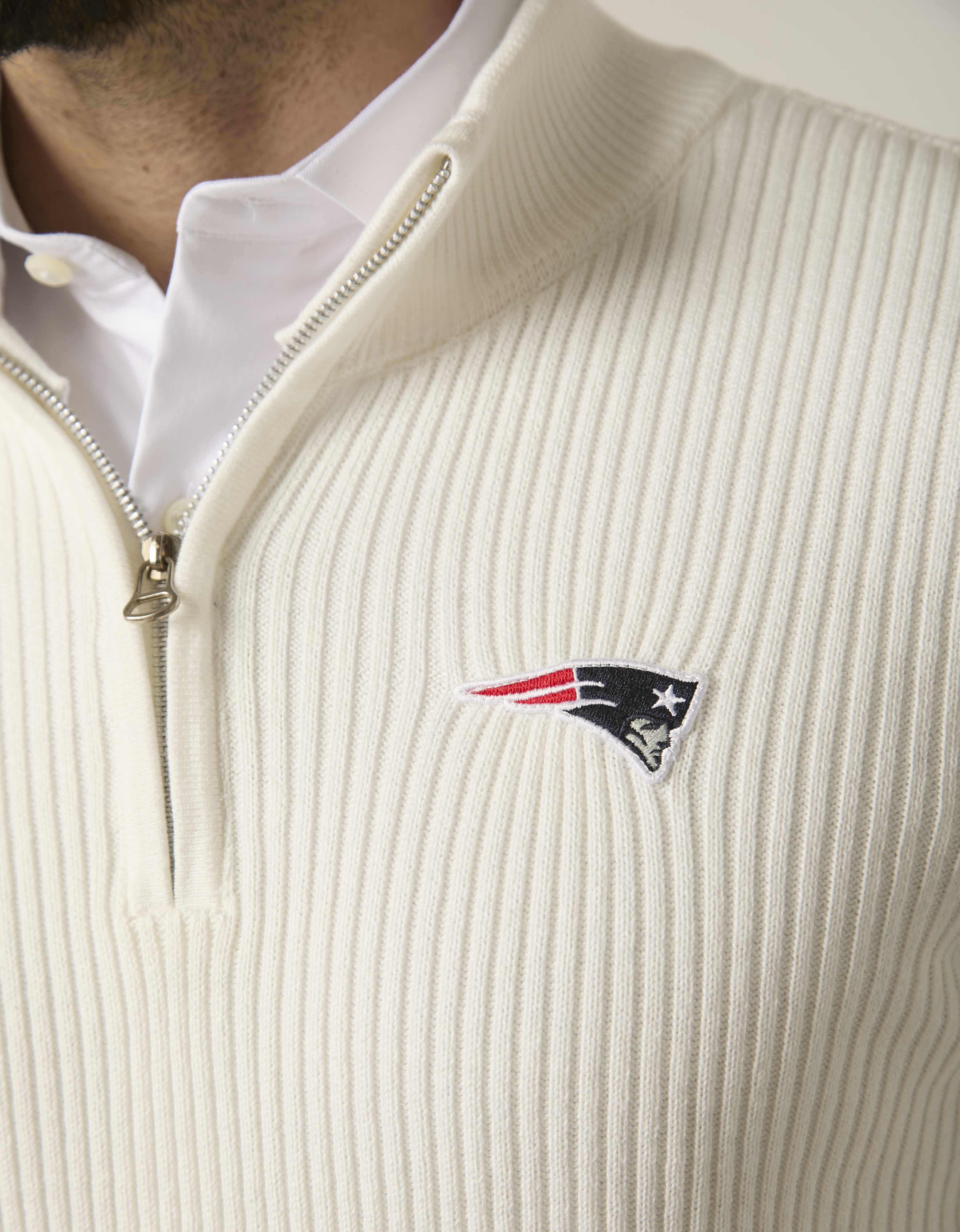 Patriots x NFL — Sueter Tricot Meio Zíper