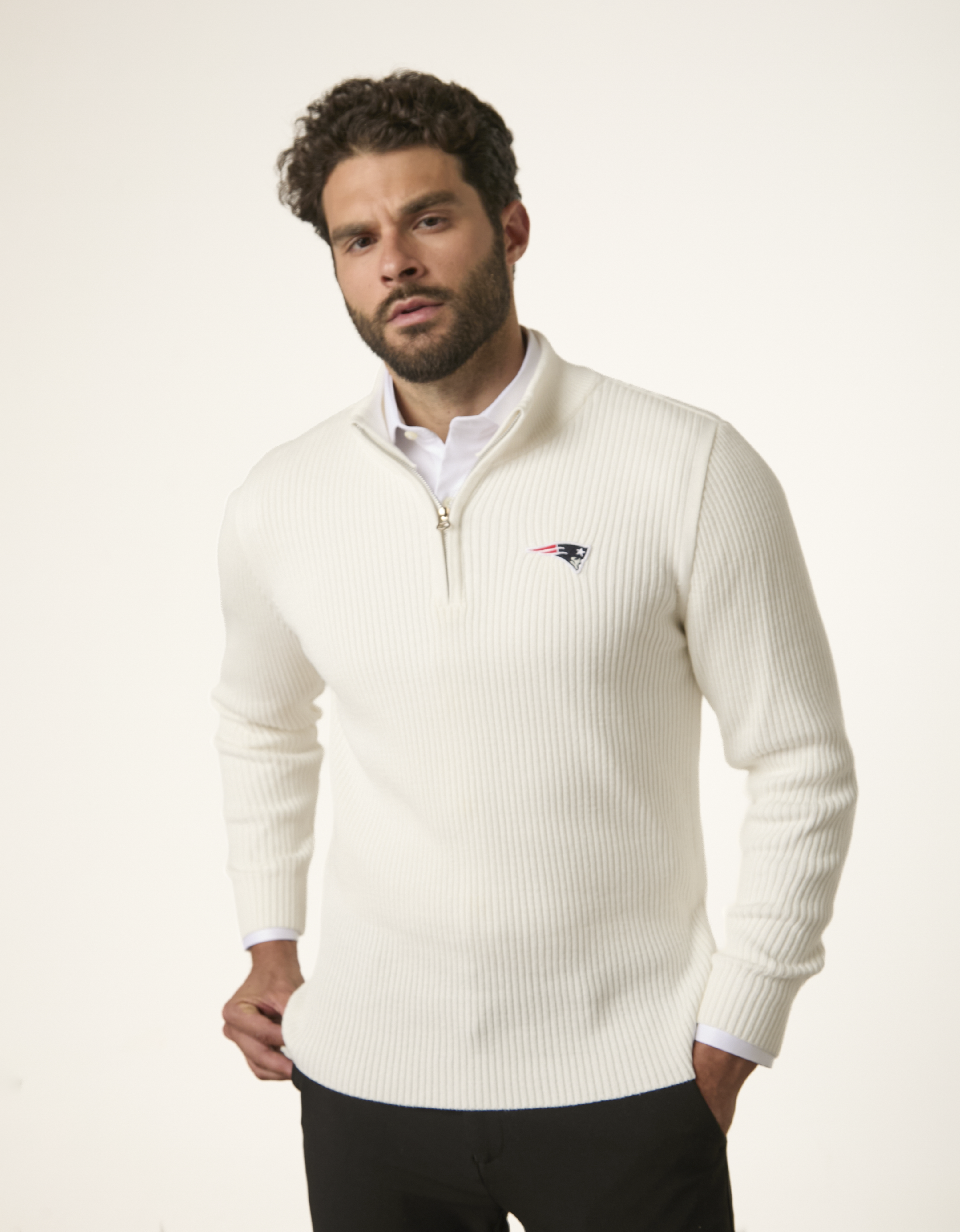 Patriots x NFL — Sueter Tricot Meio Zíper
