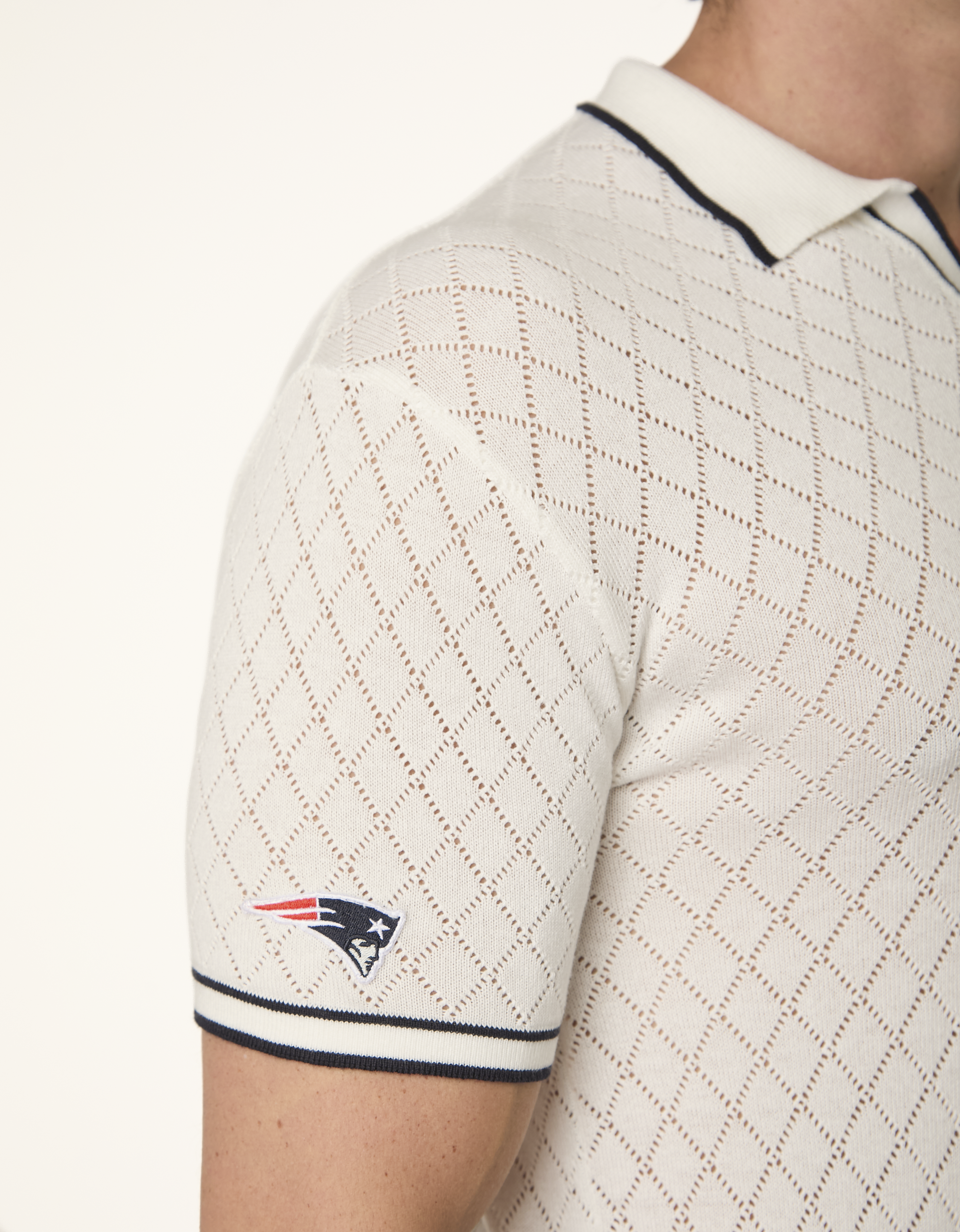 Patriots x NFL — Polo Tricot Trama Diamante
