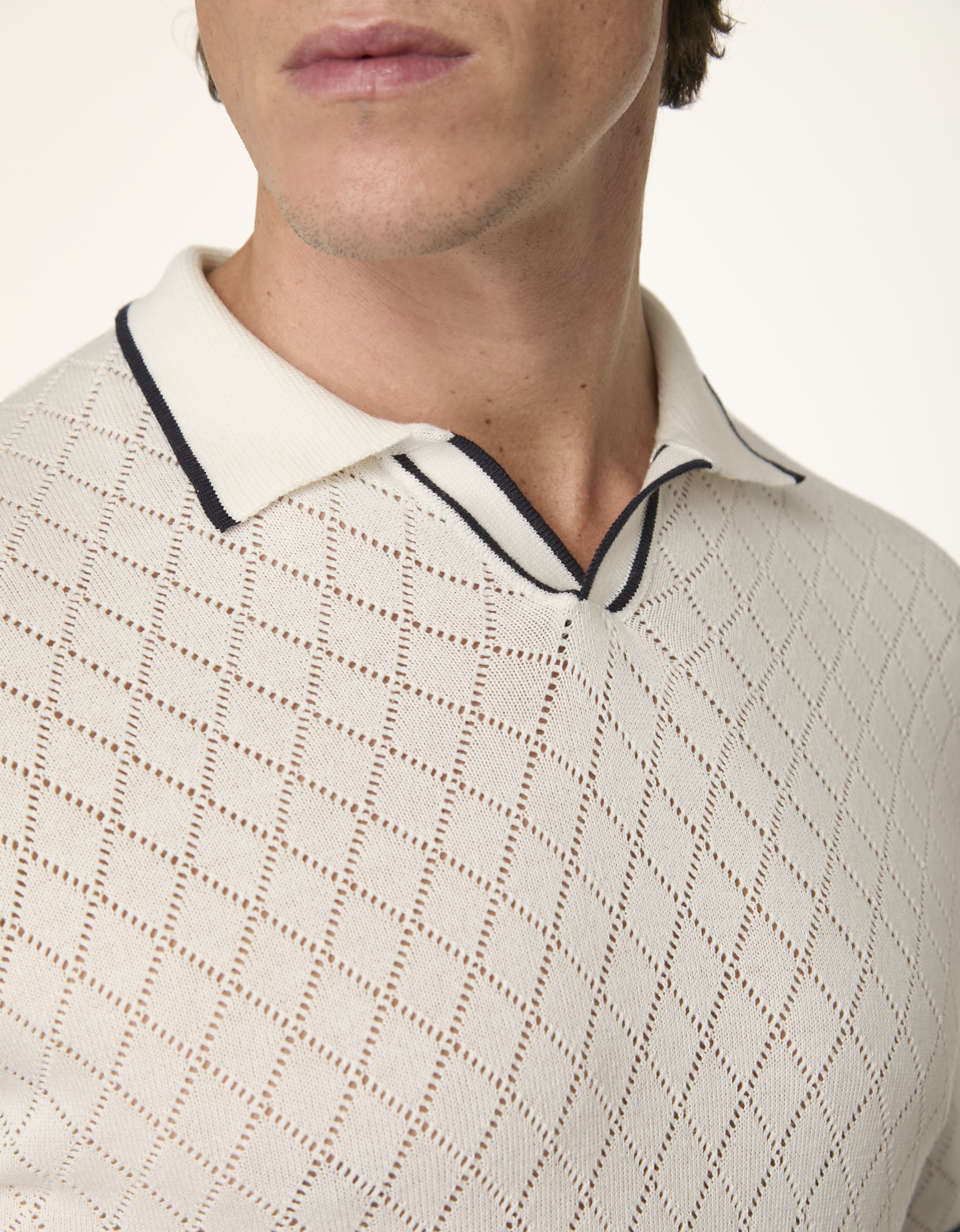 Patriots x NFL — Polo Tricot Trama Diamante