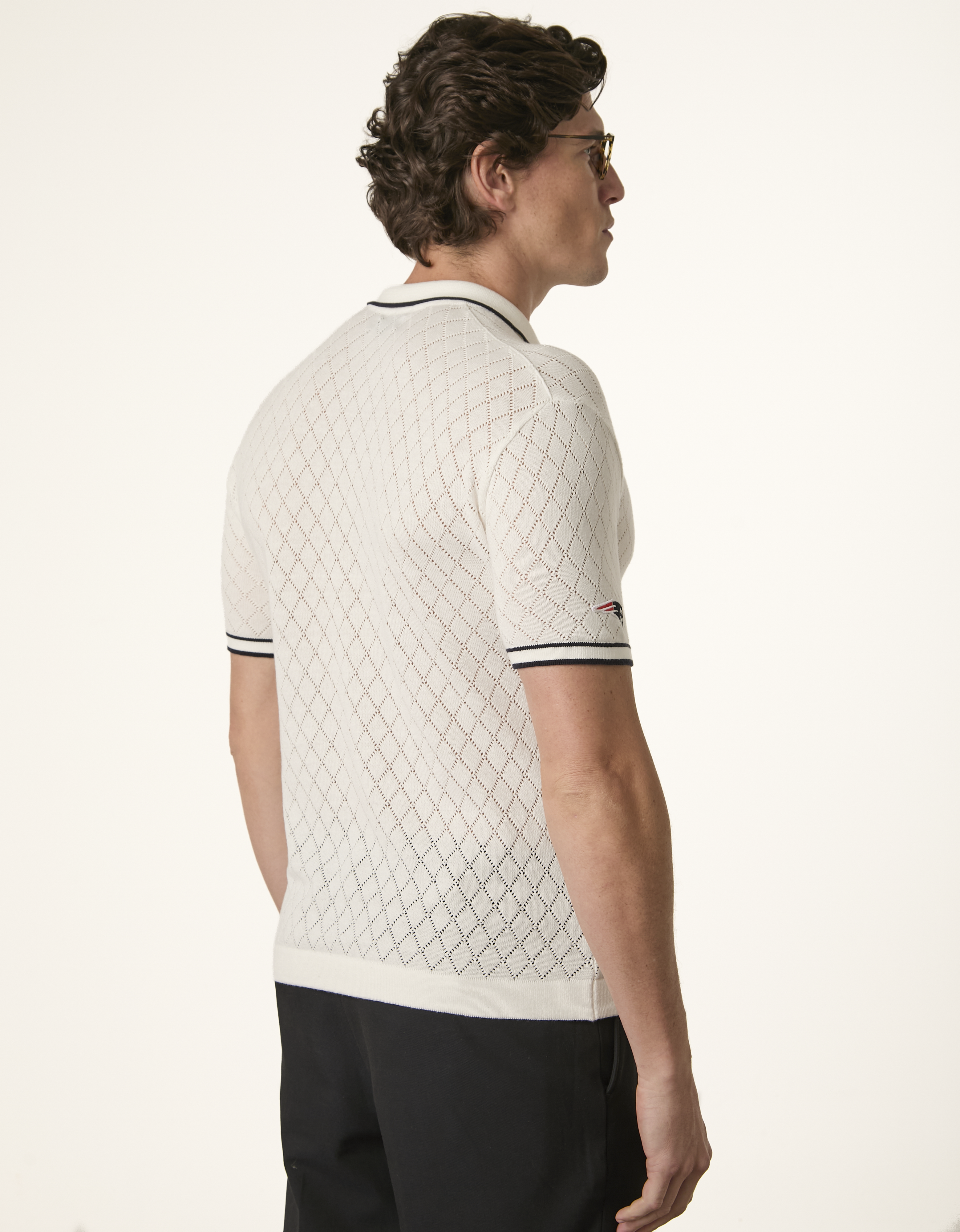 Patriots x NFL — Polo Tricot Trama Diamante